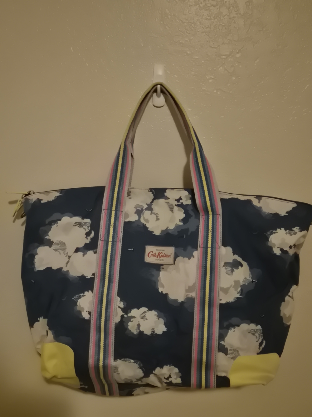 Cath Kidston Navy Cloud Print Tote Bag with Yellow Accents
